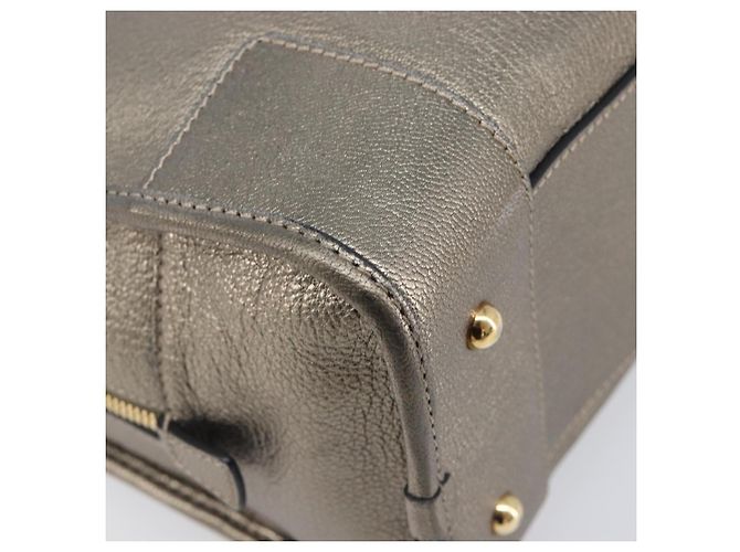 LOEWE Amazona 28 Handtasche Leder Gold Authentisch 207475V Golden - Ansicht 18