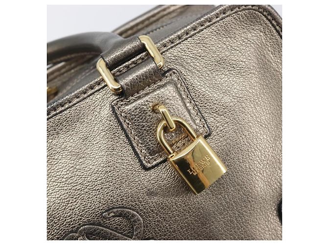 LOEWE Amazona 28 Handtasche Leder Gold Authentisch 207475V Golden - Ansicht 19