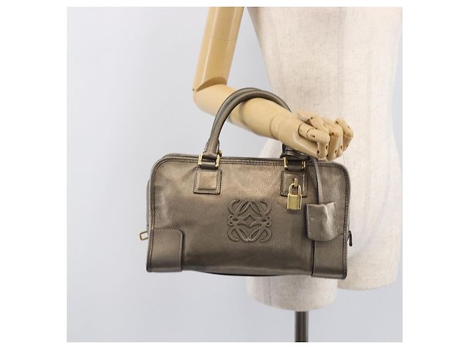 LOEWE Amazona 28 Handtasche Leder Gold Authentisch 207475V Golden - Ansicht 27