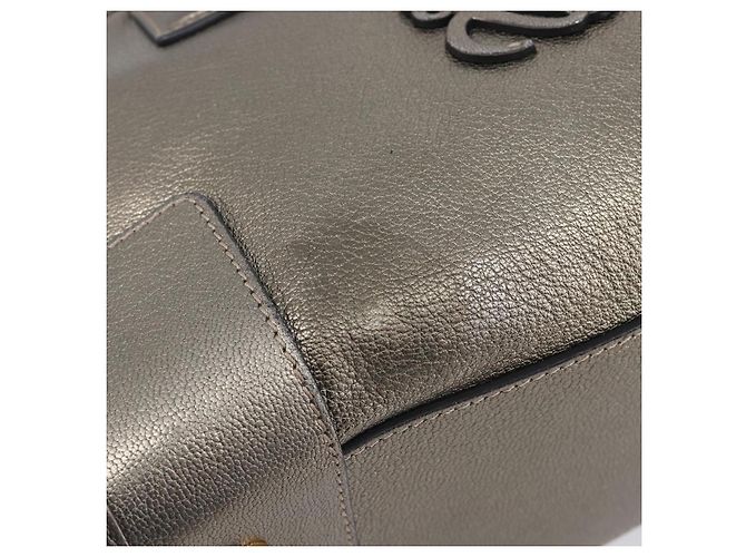LOEWE Amazona 28 Handtasche Leder Gold Authentisch 207475V Golden - Ansicht 9