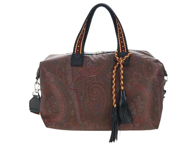 Borsa a mano ETRO Paisley Fringe Nylon 2way Bordeaux Silver Auth am12692V Argento Bordò - vista 13