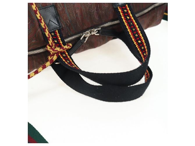 Borsa a mano ETRO Paisley Fringe Nylon 2way Bordeaux Silver Auth am12692V Argento Bordò - vista 7