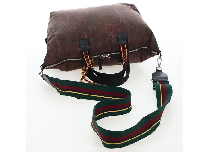Borsa a mano ETRO Paisley Fringe Nylon 2way Bordeaux Silver Auth am12692V Argento Bordò - vista 9