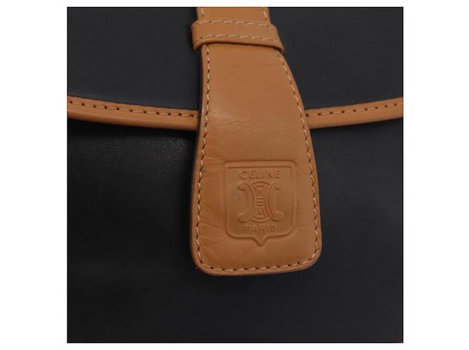 Céline Borsa a spalla CELINE in pelle nera e oro Auth ep16319A Nero D'oro - vista 19