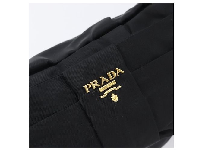Pochette PRADA Nylon Noir Or Auth 205459V Doré - vue 18