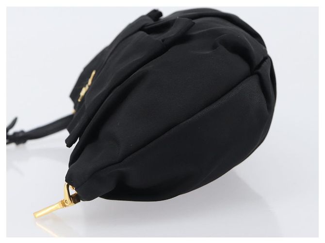 Pochette PRADA Nylon Noir Or Auth 205459V Doré - vue 4