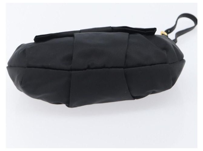 Pochette PRADA Nylon Noir Or Auth 205459V Doré - vue 6