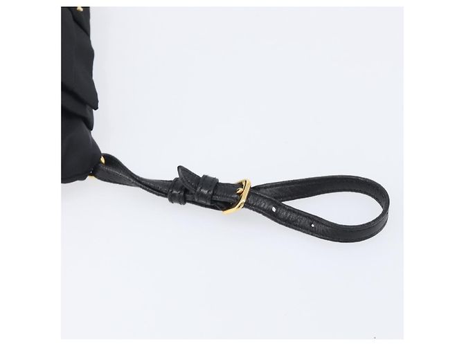 Pochette PRADA Nylon Noir Or Auth 205459V Doré - vue 8