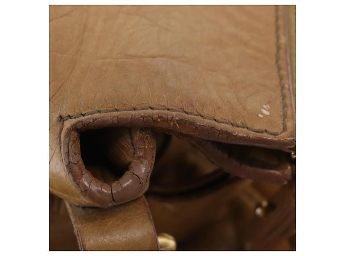 Bolsa de mão Miu Miu em couro 2way Bege Gold Auth 167657M Dourado - vista 10