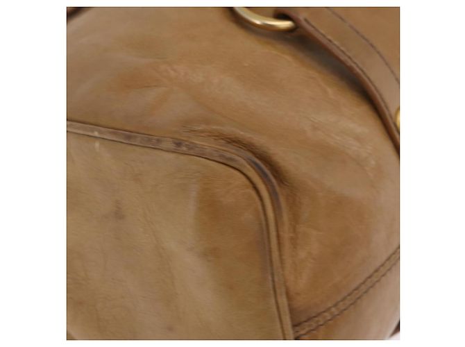 Bolsa de mão Miu Miu em couro 2way Bege Gold Auth 167657M Dourado - vista 18