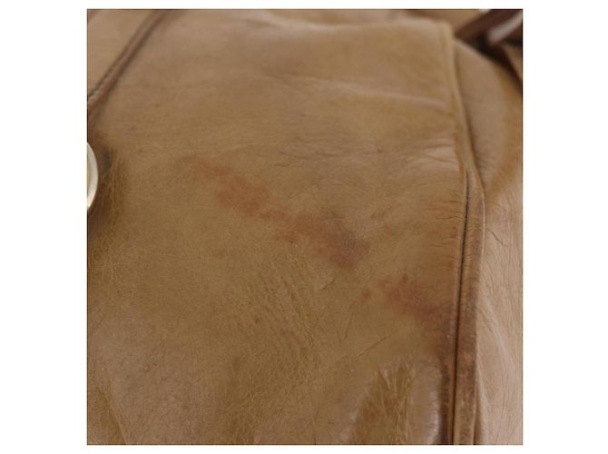 Bolsa de mão Miu Miu em couro 2way Bege Gold Auth 167657M Dourado - vista 22