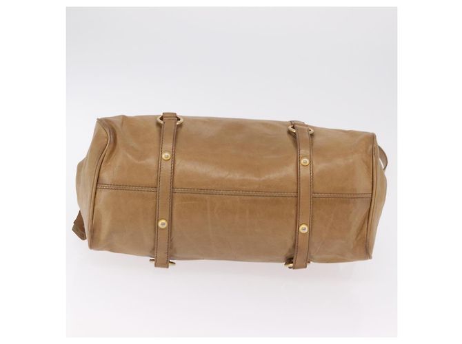 Bolsa de mão Miu Miu em couro 2way Bege Gold Auth 167657M Dourado - vista 6