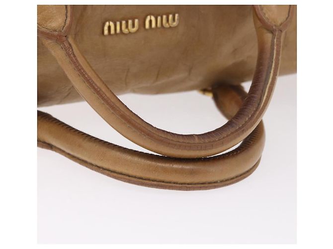 Bolsa de mão Miu Miu em couro 2way Bege Gold Auth 167657M Dourado - vista 7