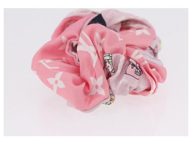 LOUIS VUITTON Minimalistisches Scrunchie-Set aus Seide Rosa M77692 LV Auth 206945A Pink - Ansicht 6