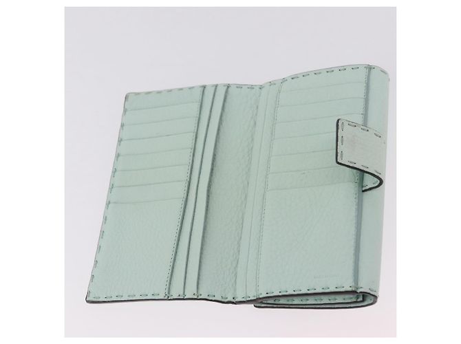 Portafoglio lungo FENDI Celeria in pelle verde argento Auth BA16079A - vista 11