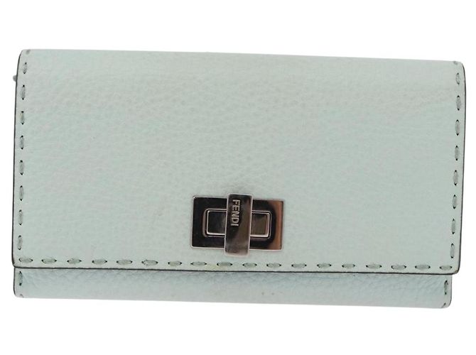 Portafoglio lungo FENDI Celeria in pelle verde argento Auth BA16079A - vista 13