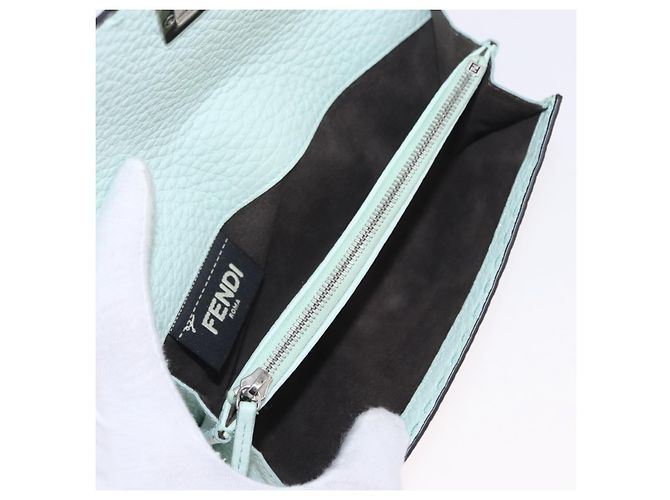 Portafoglio lungo FENDI Celeria in pelle verde argento Auth BA16079A - vista 20
