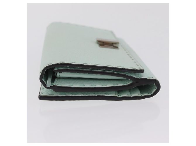 Portafoglio lungo FENDI Celeria in pelle verde argento Auth BA16079A - vista 4