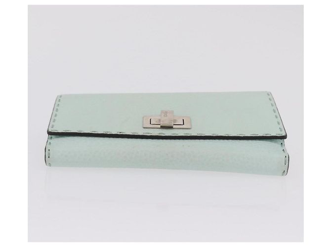 Portafoglio lungo FENDI Celeria in pelle verde argento Auth BA16079A - vista 6