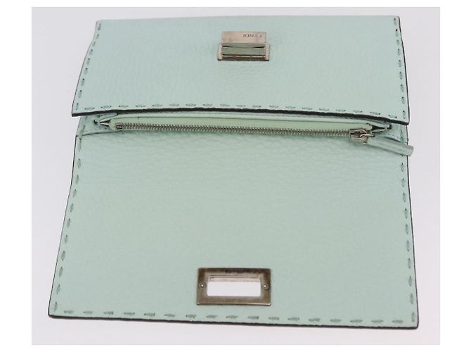 Portafoglio lungo FENDI Celeria in pelle verde argento Auth BA16079A - vista 9