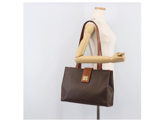 Céline CELINE Macadam Tote Bag PVC Brown Gold Tone Auth 206691 Braun - Ansicht 27