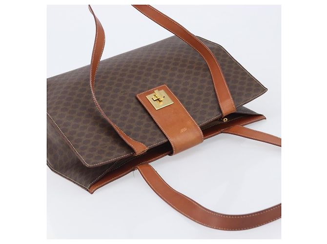 Céline CELINE Macadam Tote Bag PVC Brown Gold Tone Auth 206691 Braun - Ansicht 6