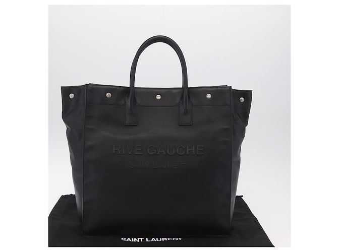 Autre Marque Saint Laurent Rive Gauche Tote Bag Leder Schwarz Silber 663970 Auth ka6437M - Ansicht 12