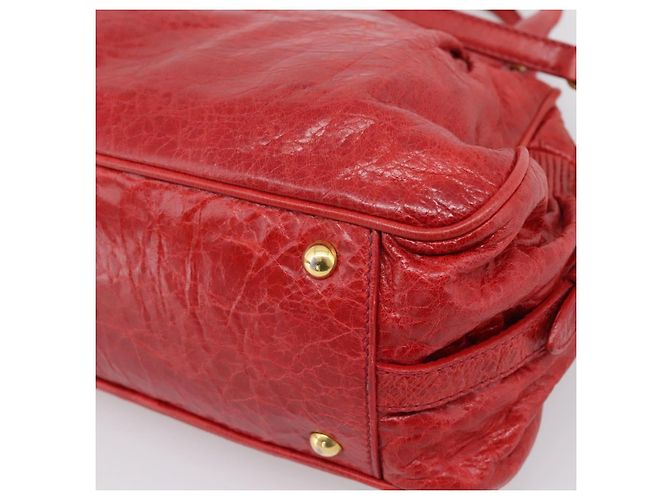 Miu Miu Hand Bag Leather 2way Red Gold Auth 205034V Golden - view 17