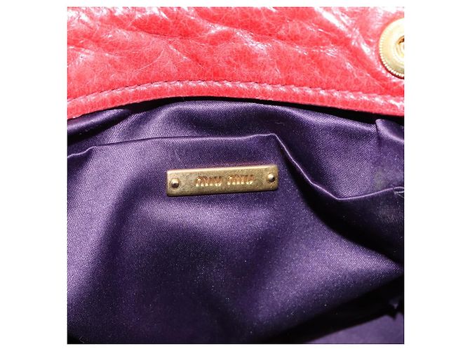 Miu Miu Hand Bag Leather 2way Red Gold Auth 205034V Golden - view 21