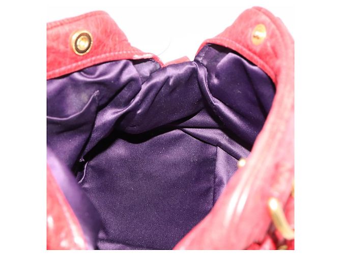 Miu Miu Hand Bag Leather 2way Red Gold Auth 205034V Golden - view 22