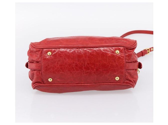 Miu Miu Hand Bag Leather 2way Red Gold Auth 205034V Golden - view 5