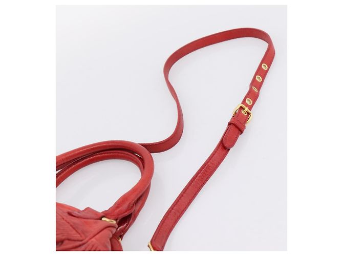 Miu Miu Hand Bag Leather 2way Red Gold Auth 205034V Golden - view 9