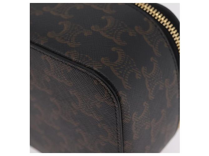 Céline CELINE Triomphe Vanity Pouch PVC Black Gold Auth 207214V Golden - view 15