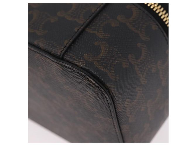 Céline CELINE Triomphe Vanity Pouch PVC Black Gold Auth 207214V Golden - view 17