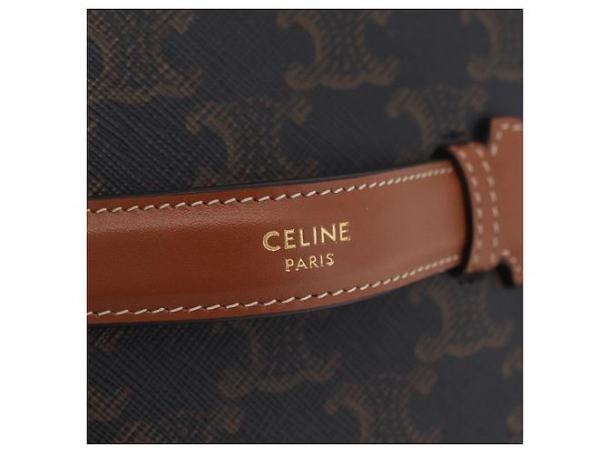 Céline CELINE Triomphe Vanity Pouch PVC Black Gold Auth 207214V Golden - view 18
