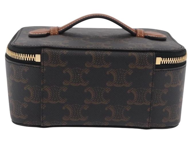 Céline CELINE Triomphe Vanity Pouch PVC Black Gold Auth 207214V Golden - view 2