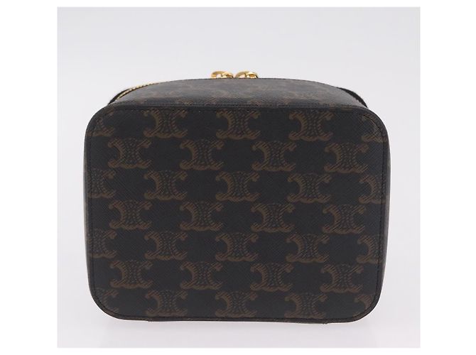 Céline CELINE Triomphe Vanity Pouch PVC Black Gold Auth 207214V Golden - view 5