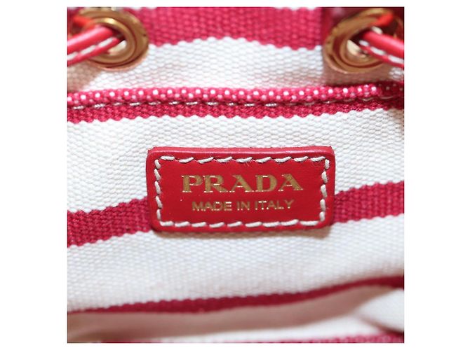 PRADA Chain Shoulder Pouch Canvas Red Gold Auth LN218M Golden - view 20