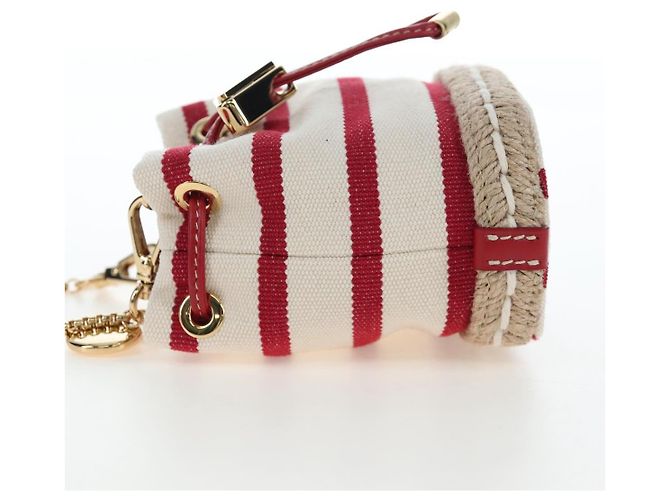 PRADA Chain Shoulder Pouch Canvas Red Gold Auth LN218M Golden - view 3
