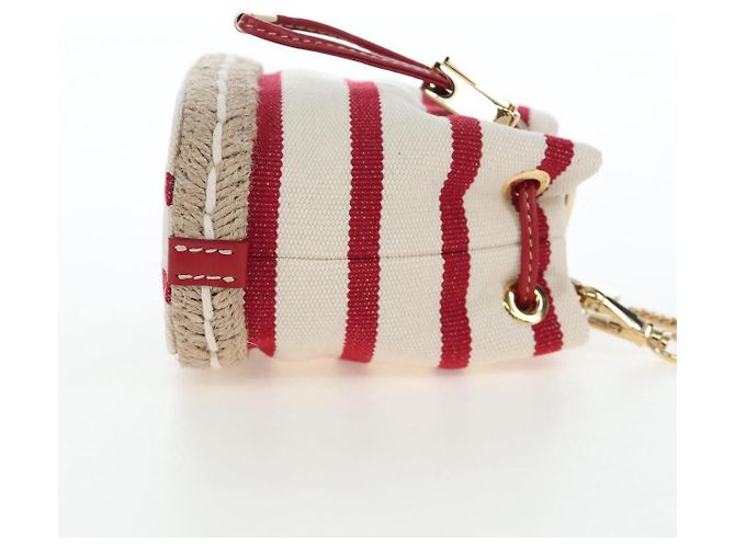 PRADA Chain Shoulder Pouch Canvas Red Gold Auth LN218M Golden - view 4