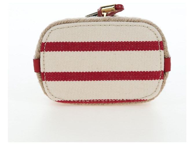 PRADA Chain Shoulder Pouch Canvas Red Gold Auth LN218M Golden - view 5