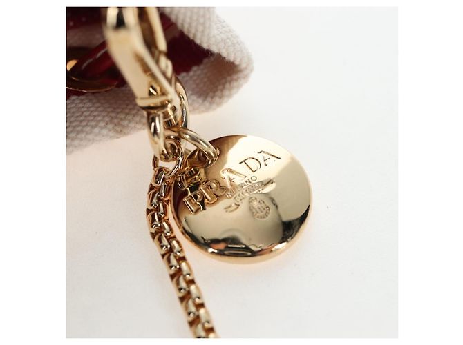 PRADA Chain Shoulder Pouch Canvas Red Gold Auth LN218M Golden - view 9