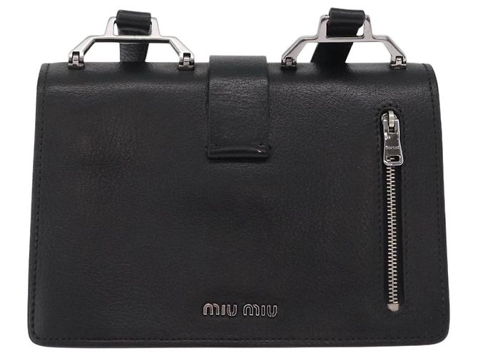 Borsa a tracolla Miu Miu Madras in pelle nera e argento Auth BA16113A Nero - vista 2