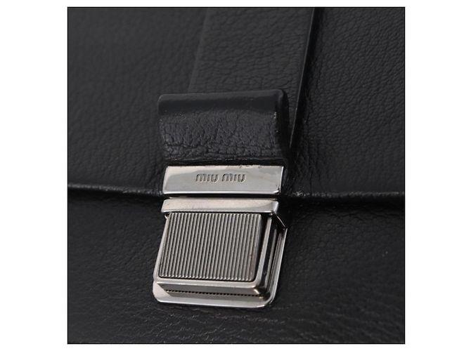 Borsa a tracolla Miu Miu Madras in pelle nera e argento Auth BA16113A Nero - vista 20