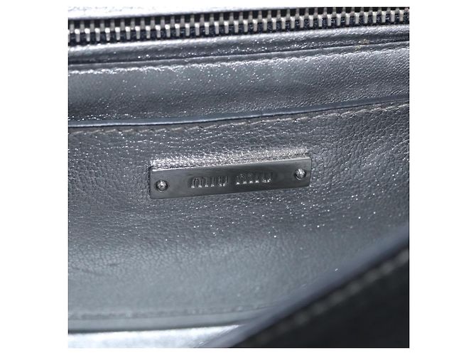 Borsa a tracolla Miu Miu Madras in pelle nera e argento Auth BA16113A Nero - vista 24