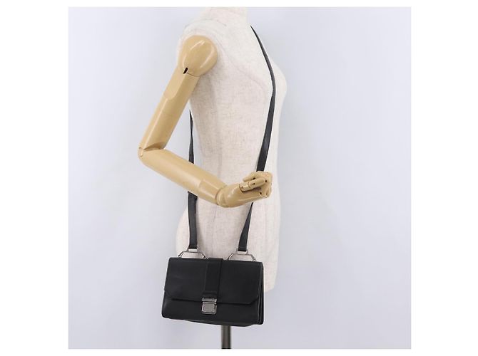 Borsa a tracolla Miu Miu Madras in pelle nera e argento Auth BA16113A Nero - vista 32
