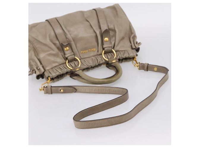 Miu Miu Handtasche Leder 2way Beige Gold Auth 167714M Golden - Ansicht 10