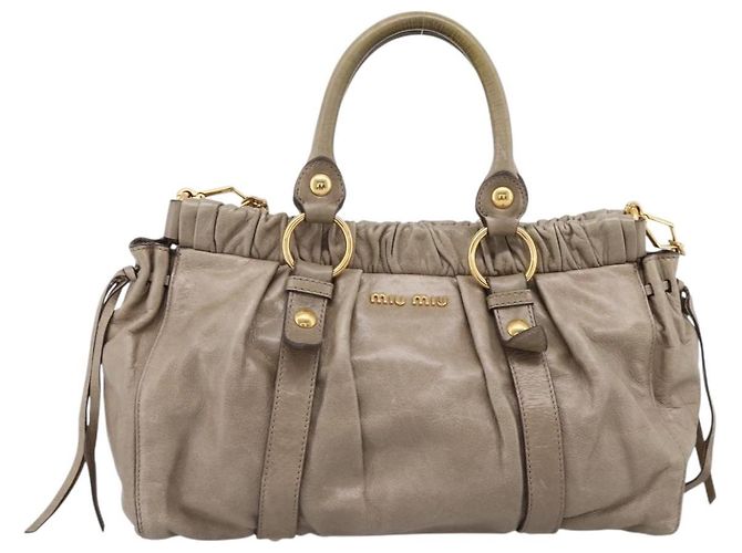 Miu Miu Handtasche Leder 2way Beige Gold Auth 167714M Golden - Ansicht 13