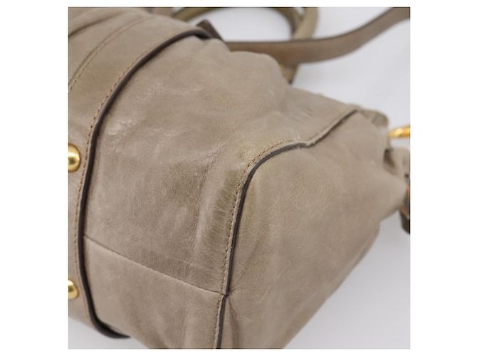 Miu Miu Handtasche Leder 2way Beige Gold Auth 167714M Golden - Ansicht 18
