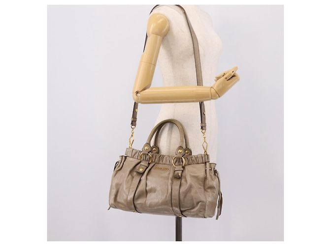 Miu Miu Handtasche Leder 2way Beige Gold Auth 167714M Golden - Ansicht 25